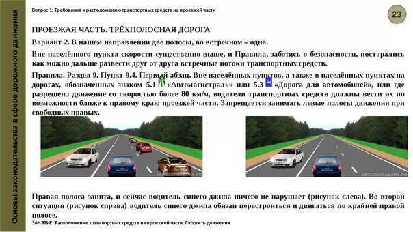 Правила расположения тс на проезжей части