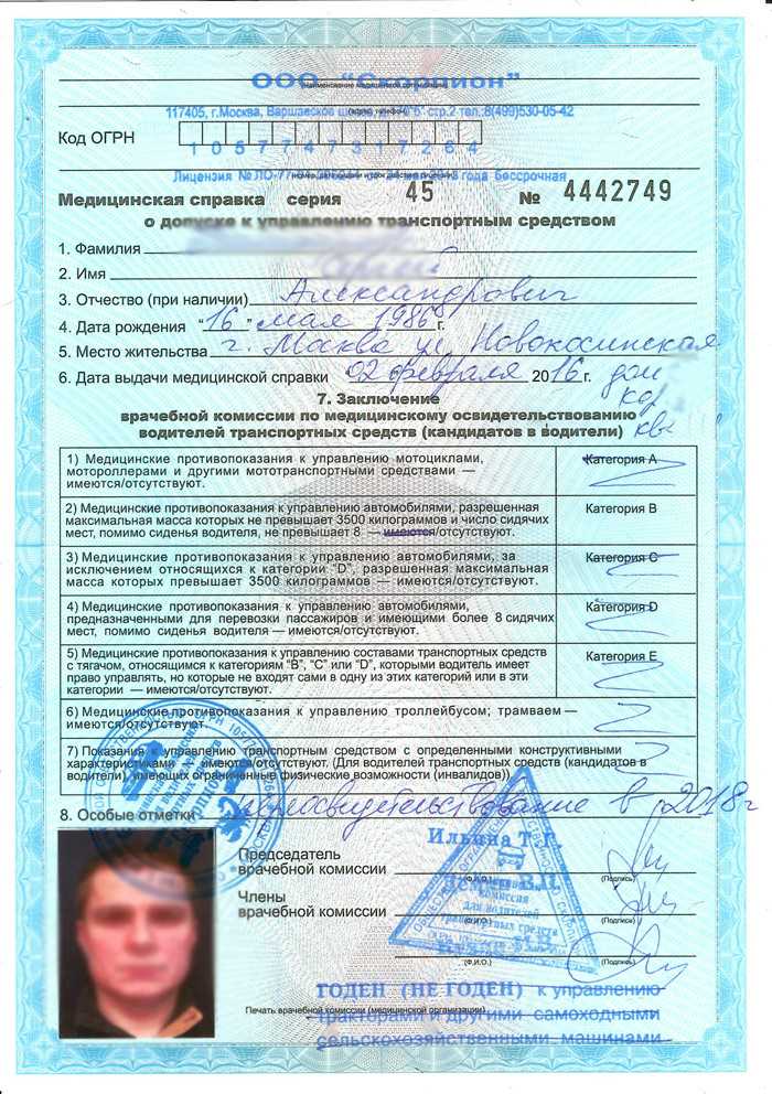 Сколько действует медицинская справка на права в 2023 году?