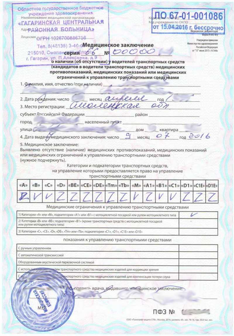 Отметка "медицинская справка обязательна" в водительском удостоверении – что означает?